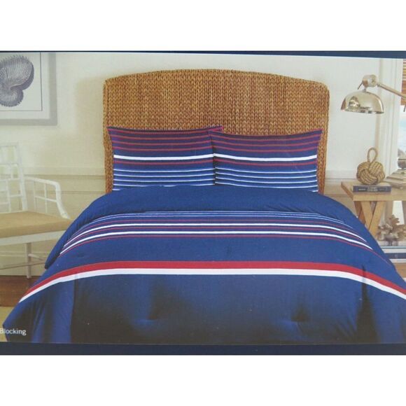 Nautica Home TWIN Red/White/Blue "You're Blocking" Comforter Set 100% Cotton - Picture 1 of 5